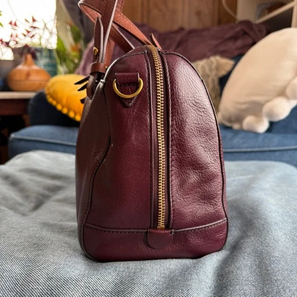 Fossil Rachel Red Oxblood Leather Small Satchel Handbag - Picture 2 of 10